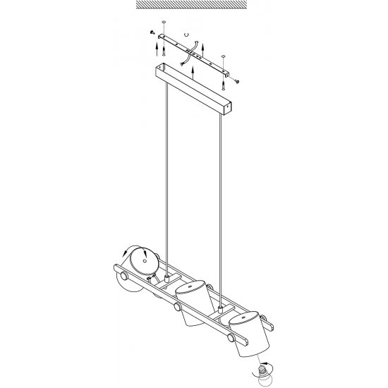 Полилей LOFT HORNWOOD 4хE27 max 4х40W IP20 черно + крем + кафяво дърво