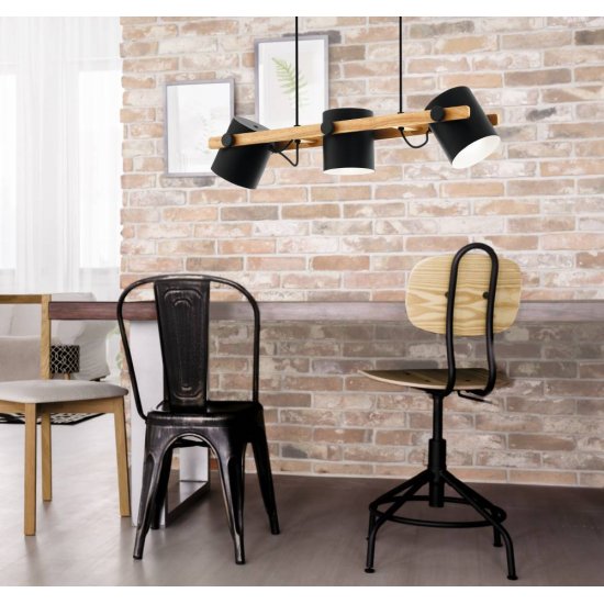 Лампион LOFT HORNWOOD E27 max 28W IP20 черно + крем + кафяво дърво