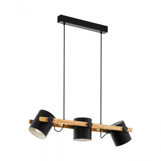 Полилей LOFT HORNWOOD 3хE27 max 3х60W IP20 черно + крем + кафяво дърво