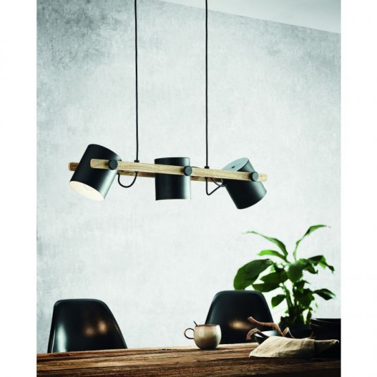 Полилей LOFT HORNWOOD 4хE27 max 4х40W IP20 черно + крем + кафяво дърво
