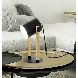 Настолна лампа LOFT HORNWOOD E27 max 28W IP20 черно + крем + кафяво дърво