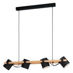 Полилей LOFT HORNWOOD 4хE27 max 4х40W IP20 черно + крем + кафяво дърво