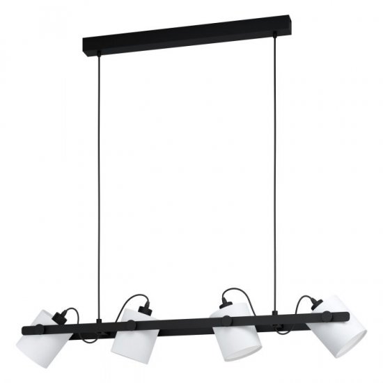 Полилей LOFT HORNWOOD 4хE27 max 4х28W IP20 черно + бял текстил