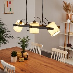 Полилей LOFT HORNWOOD 1 3хE27 max 3х28W IP20 черно + бял текстил