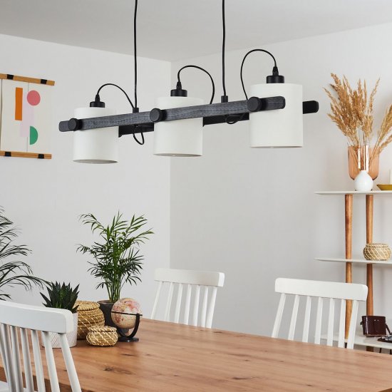 Полилей LOFT HORNWOOD 3хE27 max 3х28W IP20 черно + бял текстил