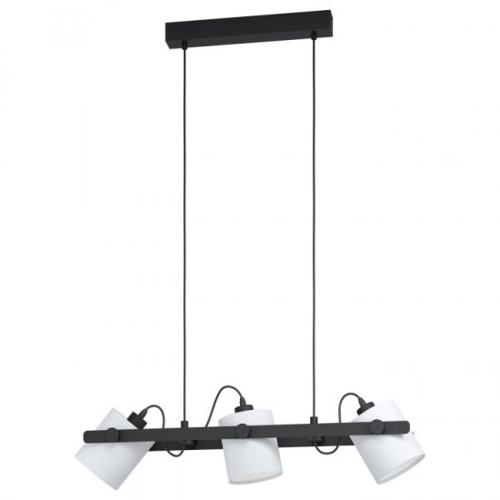 Полилей LOFT HORNWOOD 3хE27 max 3х28W IP20 черно + бял текстил