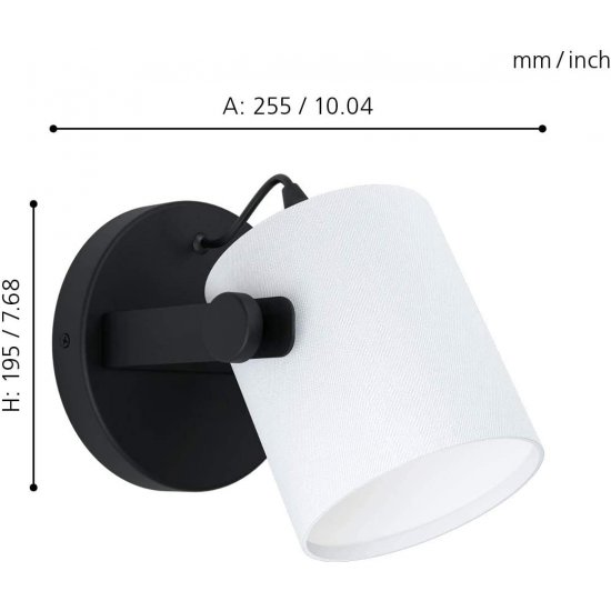 Аплик LOFT HORNWOOD E27 max 28W IP20 черно + бял текстил