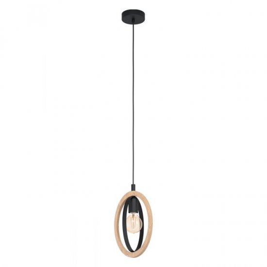 Пендел LOFT BASILDON E27 max 40W IP20 дърво + кафяво и черно