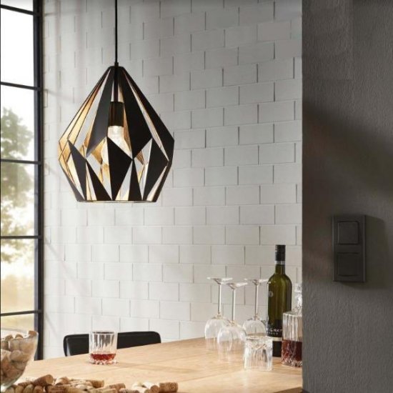 Пендел LOFT CARLTON 1 E27 max 60W IP20 ф20 черно + медено