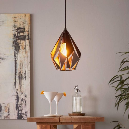 Пендел LOFT CARLTON 1 E27 max 60W IP20 ф20 черно + медено