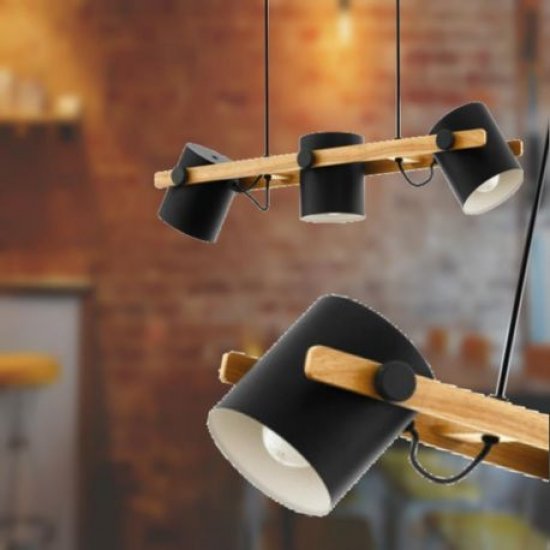 Лампион LOFT HORNWOOD E27 max 28W IP20 черно + крем + кафяво дърво