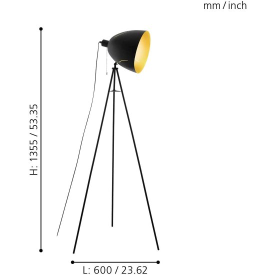 Лампион LOFT HUNNINGHAM E27 max 60W IP20 черен + златно