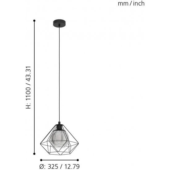 Пендел LOFT VERNHAM E27 max 40W IP20 ф32 черeн