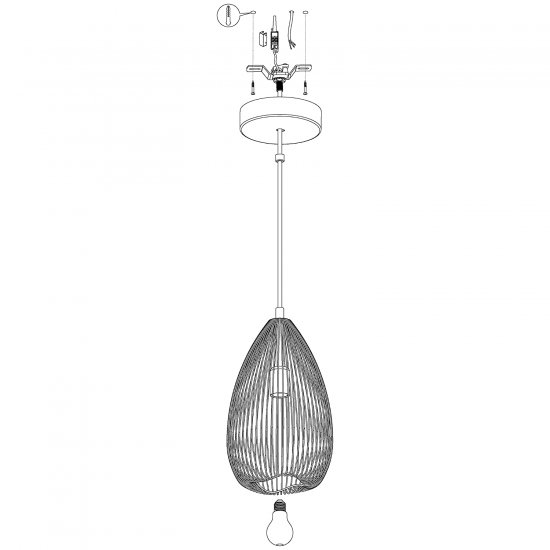 Пендел LOFT CLEVEDON E27 max 60W IP20 черeн