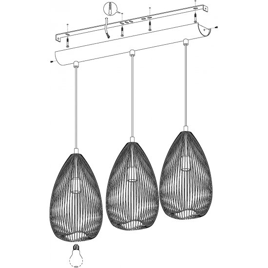Пендел LOFT CLEVEDON 3xE27 max 3x60W IP20 черeн