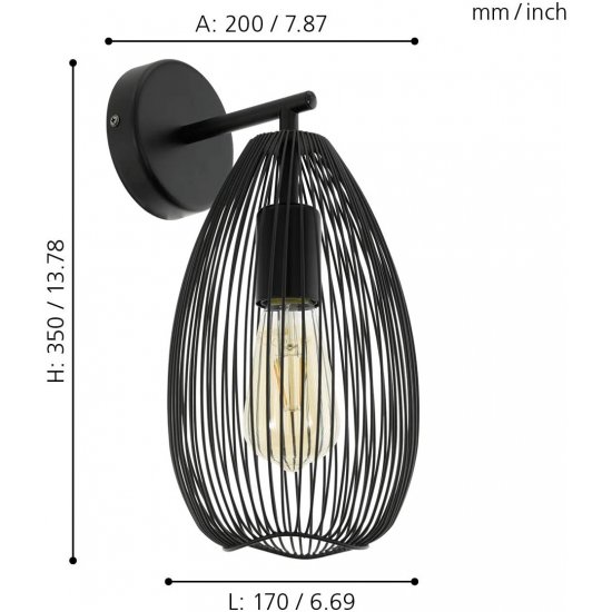 Аплик LOFT CLEVEDON E27 max 60W IP20 черен