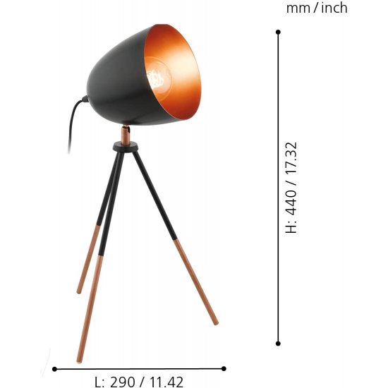 Настолна лампа LOFT CHESTER E27 max 60W IP20 черна + медено