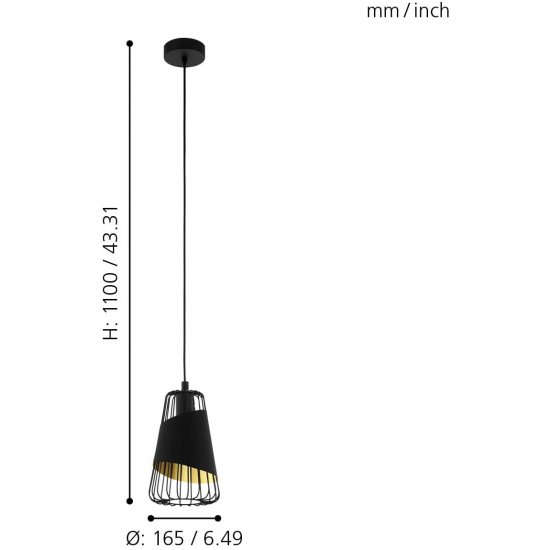 Пендел LOFT AUSTELL E27 max 60W IP20 ф16см черeн