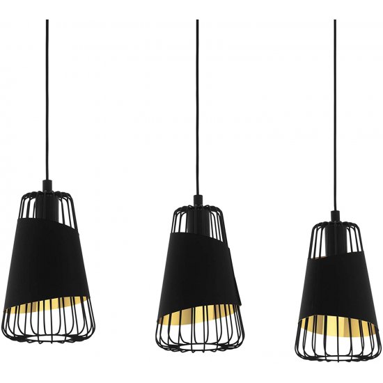 Пендел LOFT AUSTELL 3хE27 max 3х60W IP20 ф16см черeн + златно