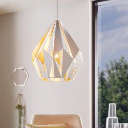Пендел LOFT CARLTON 1 E27 max 60W IP20 ф31 бяло + златисто медено