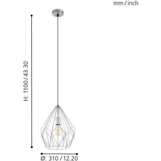 Пендел LOFT CARLTON E27 max 60W IP20 сребрист