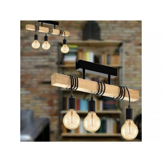 Плафон LOFT TOWNSHEND 3хE27 max 3х60W (LED) IP20 черно + кафяво