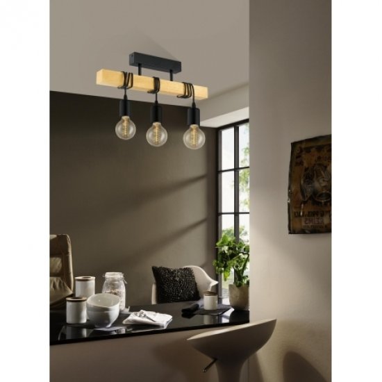 Плафон LOFT TOWNSHEND 3хE27 max 3х60W (LED) IP20 черно + кафяво
