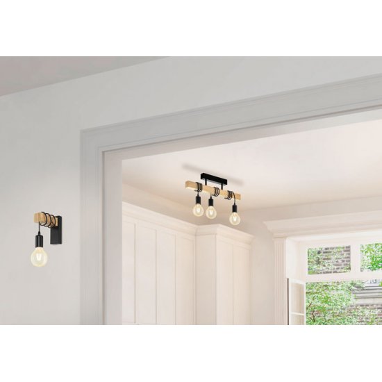 Плафон LOFT TOWNSHEND 3хE27 max 3х60W (LED) IP20 черно + кафяво