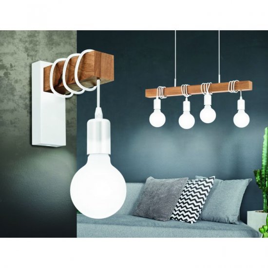 Пендел LOFT TOWNSHEND 4хE27 max 4х60W IP20 бяло + кафяво