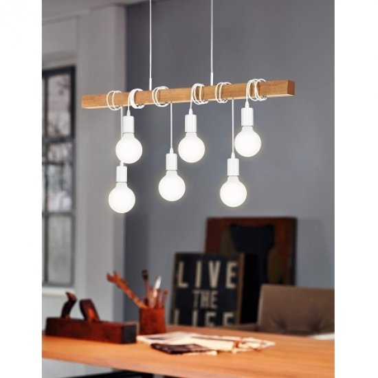 Пендел LOFT TOWNSHEND 6хE27 max 6х60W IP20 бяло + кафяво