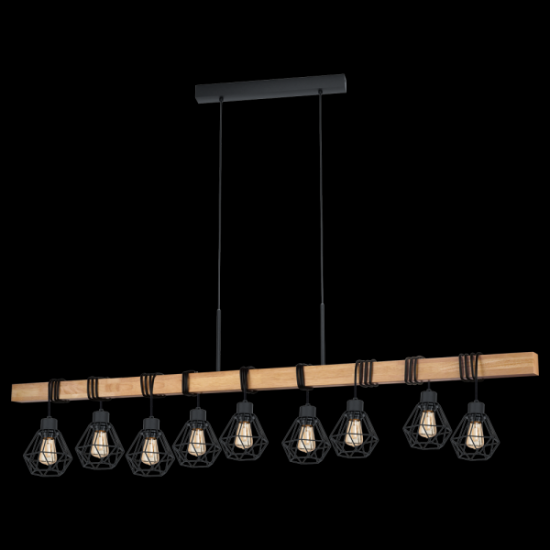 Пендел LOFT TOWNSHEND 5 9хE27 max 9х60W IP20 черно + кафяво