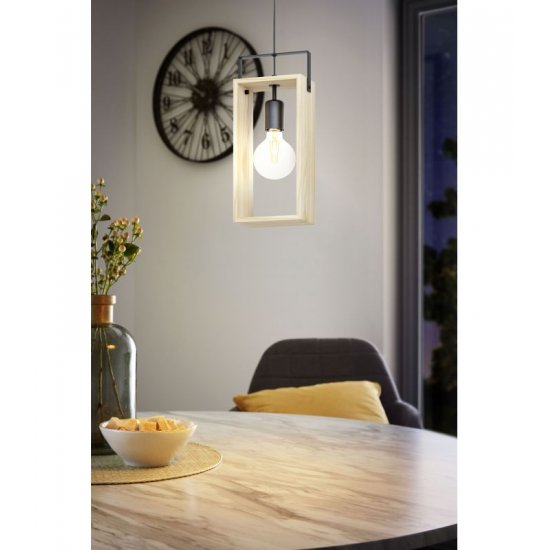 Пендел LOFT FAMBOROUGH E27 max 40W IP20 черно + натурално дърво