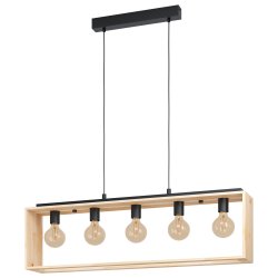 Полилей LOFT FAMBOROUGH 5хE27 max 5х40W IP20 черно + натурално дърво