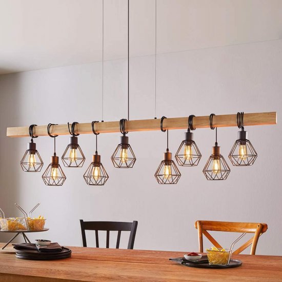 Пендел LOFT TOWNSHEND 5 9хE27 max 9х60W IP20 черно + кафяво