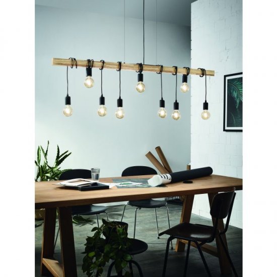 Пендел LOFT TOWNSHEND 9хE27 max 9х60W IP20 черно + кафяво