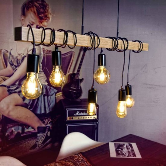 Пендел LOFT TOWNSHEND 6хE27 max 6х60W IP20 черно + кафяво