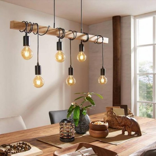 Пендел LOFT TOWNSHEND 6хE27 max 6х60W IP20 черно + кафяво