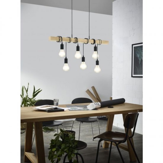 Пендел LOFT TOWNSHEND 6хE27 max 6х60W IP20 черно + кафяво