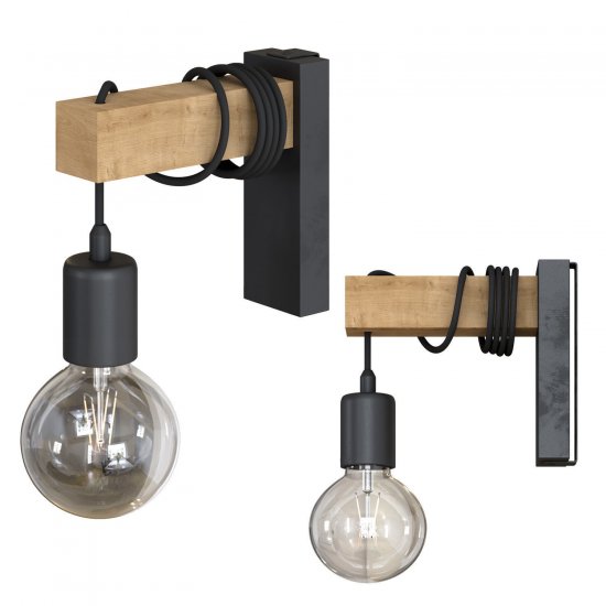 Аплик LOFT TOWNSHEND E27 max 10W (LED) IP20 черно + кафяво