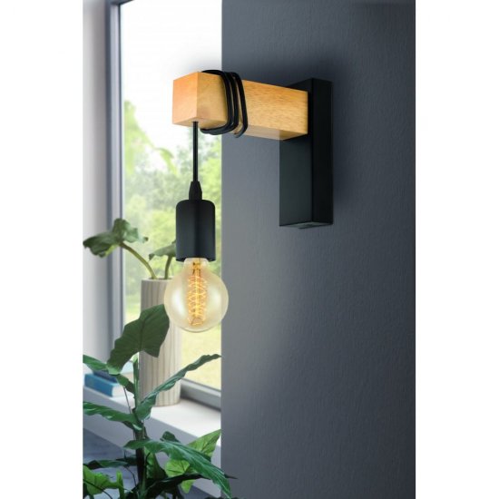 Аплик LOFT TOWNSHEND E27 max 10W (LED) IP20 черно + кафяво