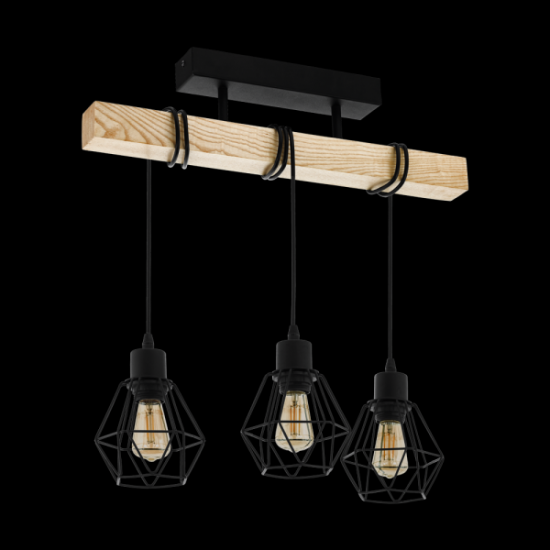 Плафон LOFT TOWNSHEND 5 3хE27 max 3х60W IP20 черно + кафяво