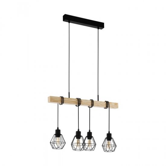 Пендел LOFT TOWNSHEND 5 4хE27 max 4х60W IP20 черно + кафяво