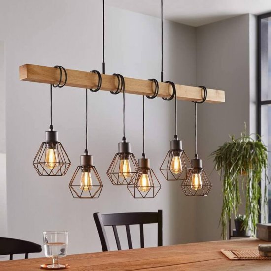 Пендел LOFT TOWNSHEND 5 6хE27 max 6х60W IP20 черно + кафяво