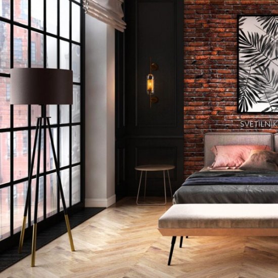 Лампион LOFT BIDFORD E27 max 60W IP20 черно + кафяво