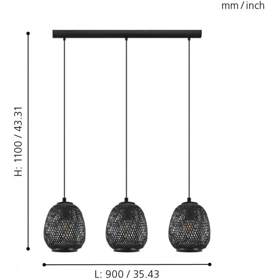 Пендел NATURE DEMBLEBY 1 3xE27 max 3x40W IP20 черен