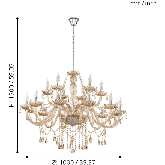 Полилей SPARKLING BASILANO 1 18хE14 max 18х40W IP20 хром + коняк