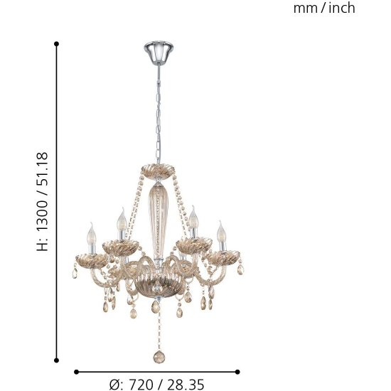 Полилей SPARKLING BASILANO 1 6хE14 max 6х40W IP20 хром + коняк