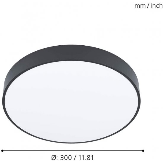 LED плафон EGLO ZUBIETA-A 18W 3-white 1900Lm IP20 димируем + дистанционно управление черен