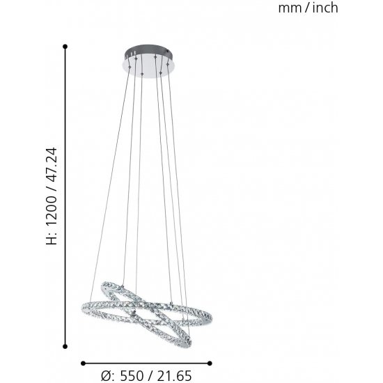LED пендел VARRAZO 29.6W 4000K 3500Lm IP20 хром + кристал