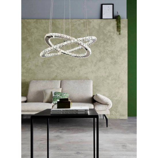 LED пендел VARRAZO 29.6W 4000K 3500Lm IP20 хром + кристал